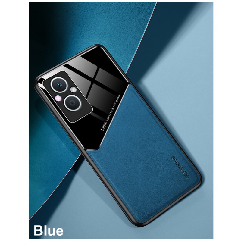 Case OPPO Reno 7z 5G #เคสฝาหลังไฮบริด PU +TPU + glass สีทูโทน Shockproof Leather Mirror Glass Silicone Phone Back Cover