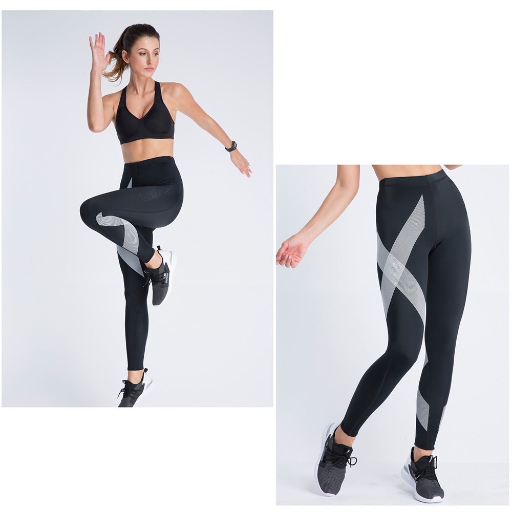 กางเกงวิ่งรัดกล้ามเนื้อผู้หญิง สำหรับวิ่ง เล่นโยคะ รุ่นขายาว EVS Women Compression Tights Move White/Red/Black(G09)