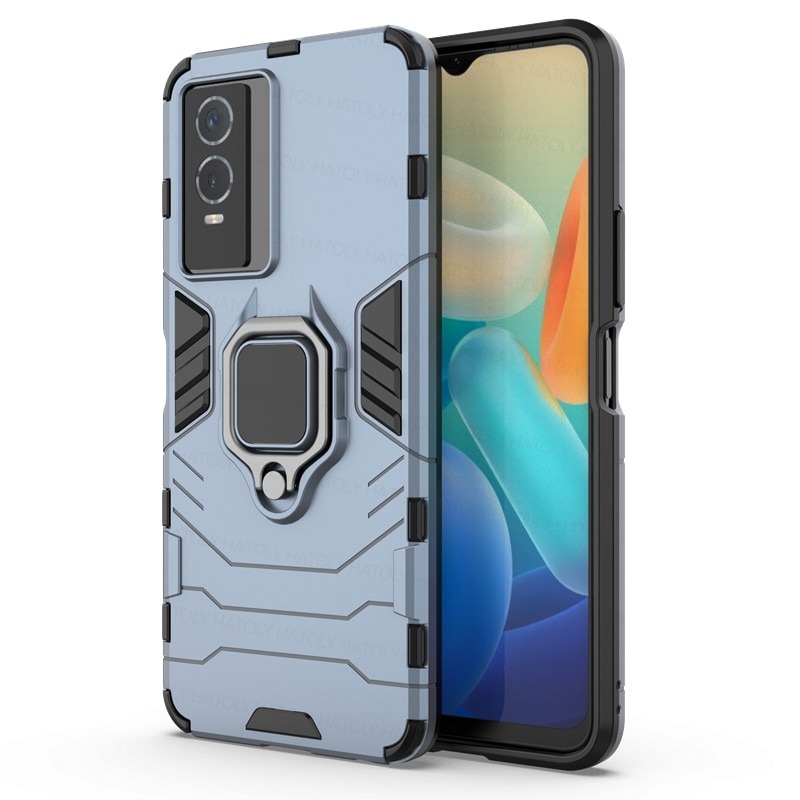 Case Vivo Y76 5G #เคสฝาหลังพลาสติกแข็ง +TPU Hybrid Case มีแหวนสวมนิ้วโลหะ
