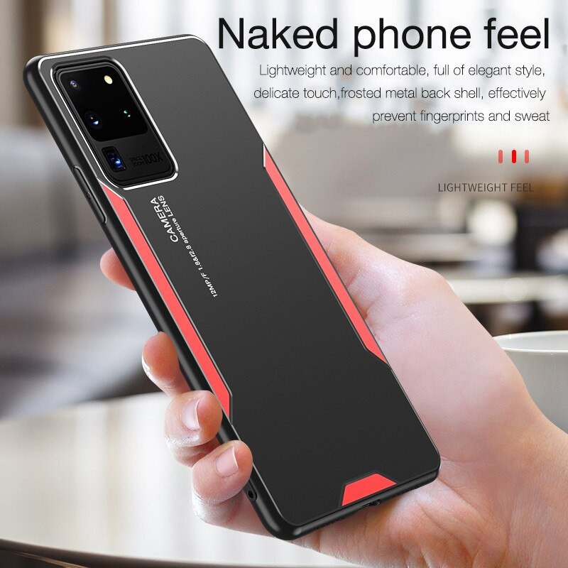 เคส Samsung Galaxy S20 Ultra / S20 Ultra 5G #เคสฝาหลังไฮบริด Metal +TPU Shockproof metal back plate Phone Back Cover