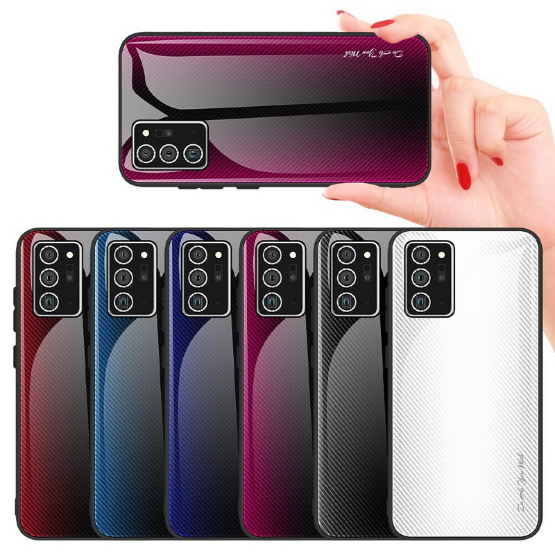 Case Samsung Galaxy Note 20 Ultra / Note 20 Ultra 5G #เคสฝาหลังด้านหลังผิวกระจกนิรภัยไล่ระดับสีขอบนิ่ม Gradient Tempered Glass Back + Soft TPU Edge