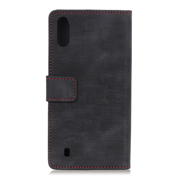 เคส Samsung Galaxy A10 #เคสฝาพับหนัง PU ผิวยีนส์ผ้ากระเป๋าสตางค์ Jeans Cloth Wallet Stand Leather