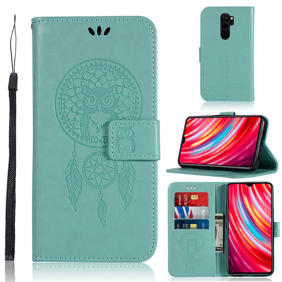 Case Xiaomi Redmi Note 8 Pro #เคสฝาพับแบบกระเป๋าสตางค์ฝาพับหนัง PU ลายนกฮูก Dream Catcher Owl