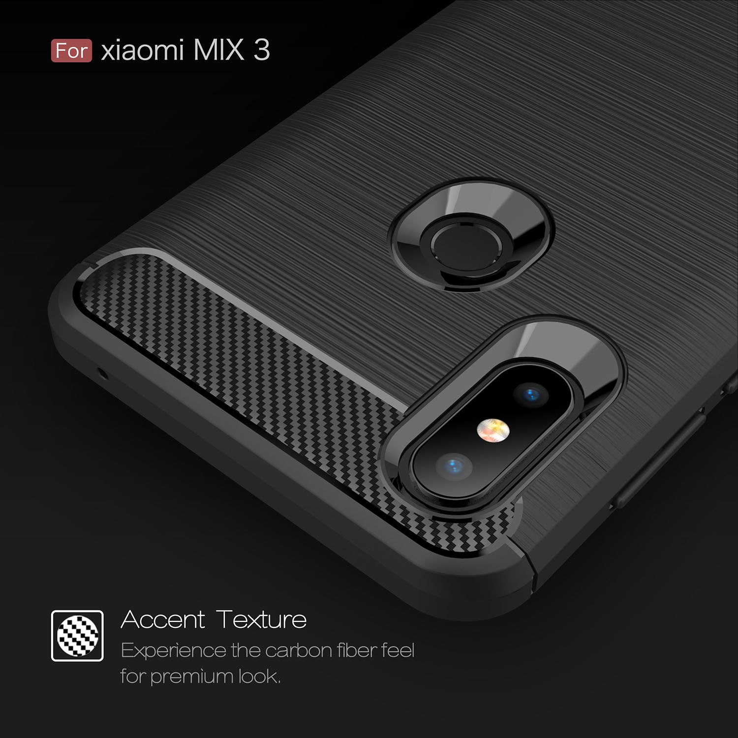 Case Xiaomi Mi Mix 3 #เคสฝาหลัง TPU นิ่มคาร์บอนไฟเบอร์ผิวแบบขัดแปรง