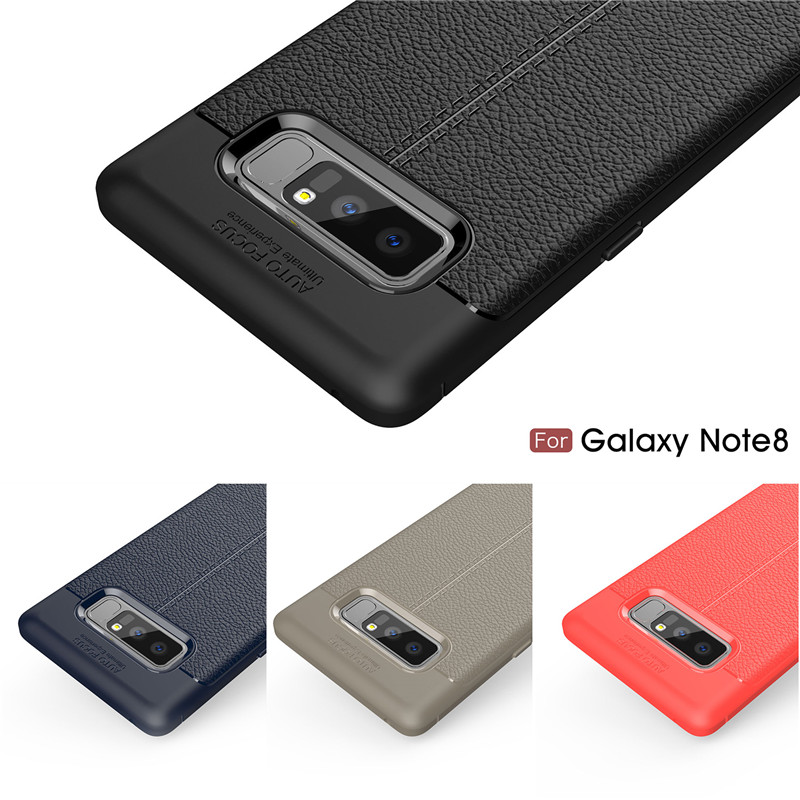 เคส Samsung Galaxy Note 8 #เคสฝาหลัง TPU ลายหนัง PU ผิวลิ้นจี่ช่วยป้องกันลายนิ้วมือและกันลื่นได้ดี