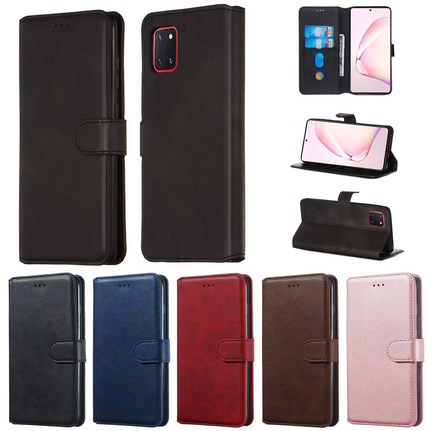 Case Samsung Galaxy Note 10 Lite #เคสฝาพับหนัง PU แบบกระเป๋าสตางค์ Classic Wallet Leather Stand Phone Cover
