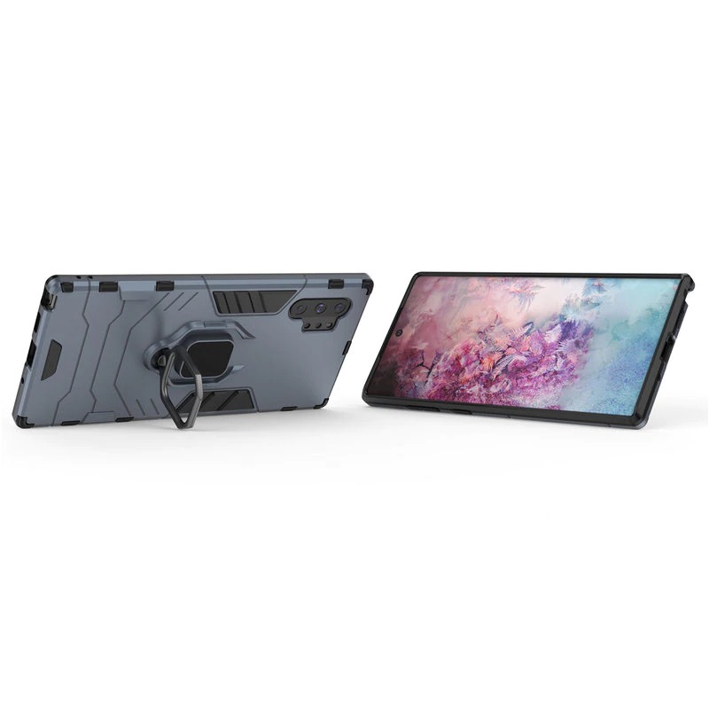 Case Samsung Galaxy Note 10+ #เคสฝาหลังพลาสติกแข็ง +TPU Hybrid Case มีแหวนสวมนิ้วโลหะ
