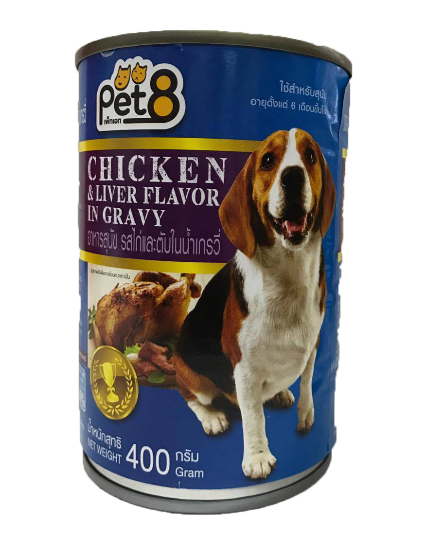 Pet8 เปียกกระป๋อง รสไก่และตับ 400g