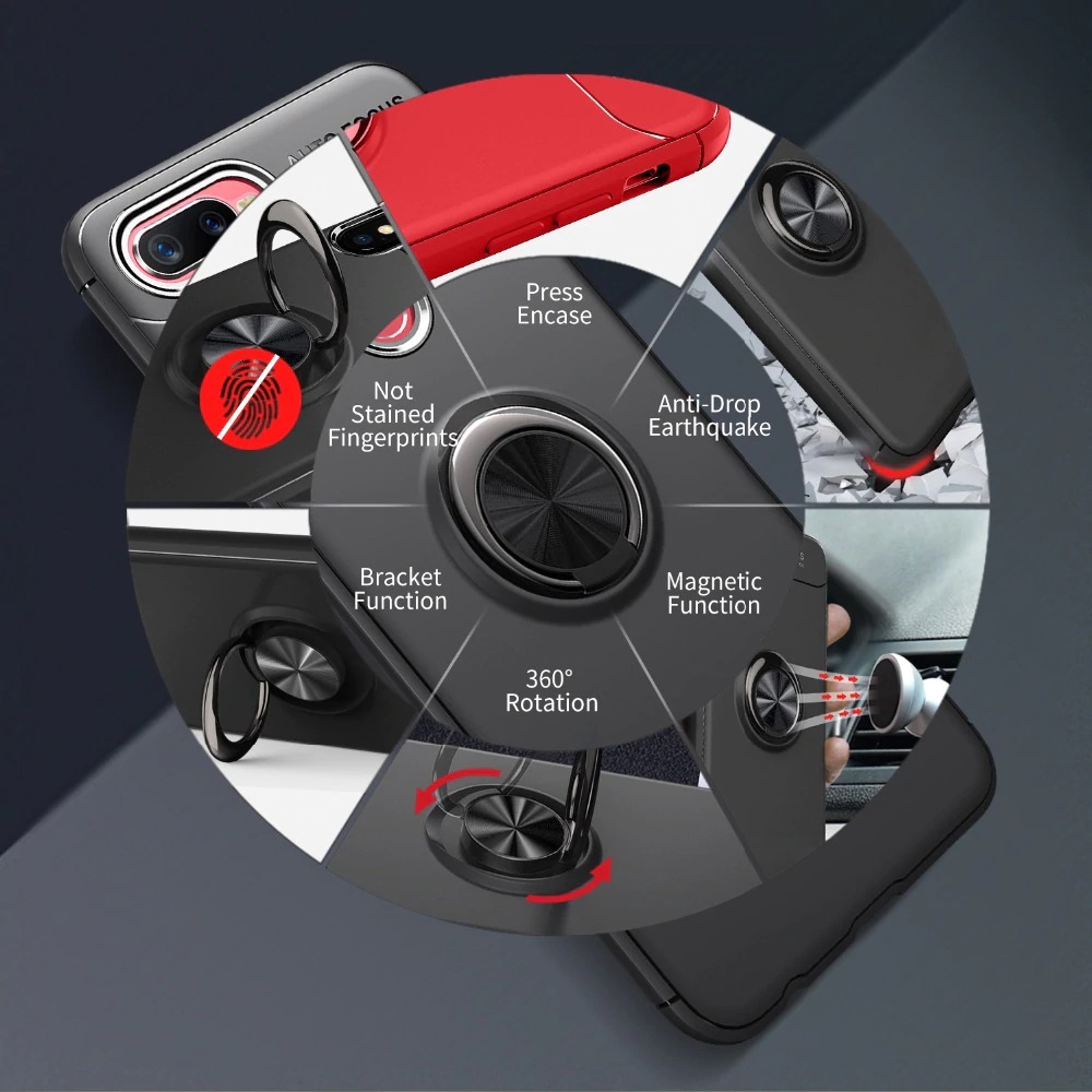 เคส Oppo F9 #เคสฝาหลังTPU มีแหวนสวมนิ้ว Finger Ring Kickstand (Built-in แผ่นโลหะ)