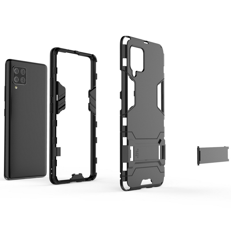 เคส Samsung Galaxy A42 5G #เคสฝาหลังพลาสติก ไฮบริด TPU + Kickstand
