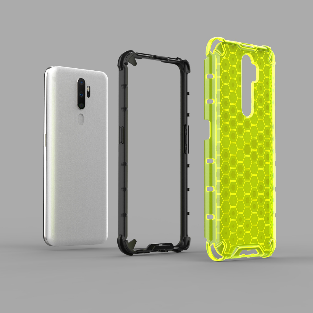 Case OPPO Reno 2 #เคสฝาหลังกันกระแทก Honeycomb Shock Absorber TPU + PC + Silicone Hybrid