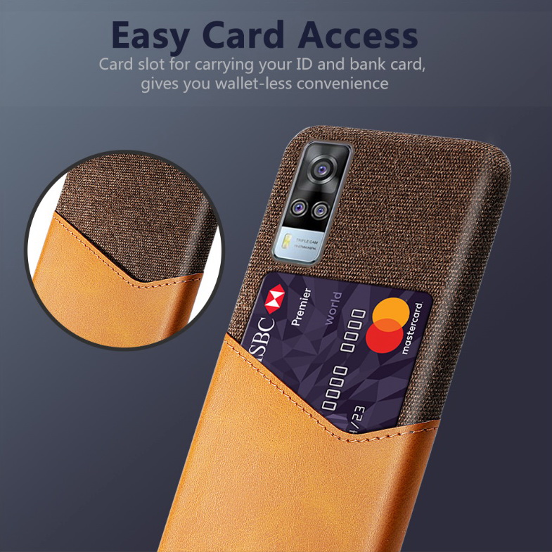 เคส Vivo Y31 2021 #เคสฝาหลัง Hybrid Protective มีช่องเสียบการ์ด Luxury Leather Fabric Card Slot Shockproof Business Wallet Thin Cover