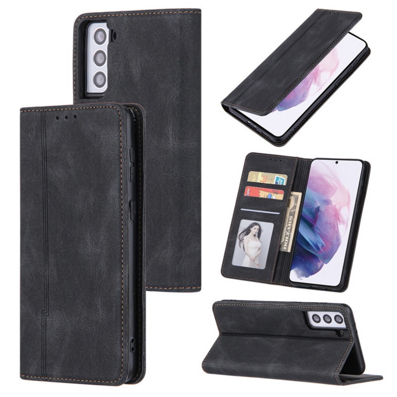 เคส Samsung Galaxy S22+ 5G #เคสฝาพับหนัง PU สไตล์กระเป๋าสตางค์พร้อมช่องใส่การ์ด Luxury Flip Stand Card Phone Leather Wallet Cover Casing