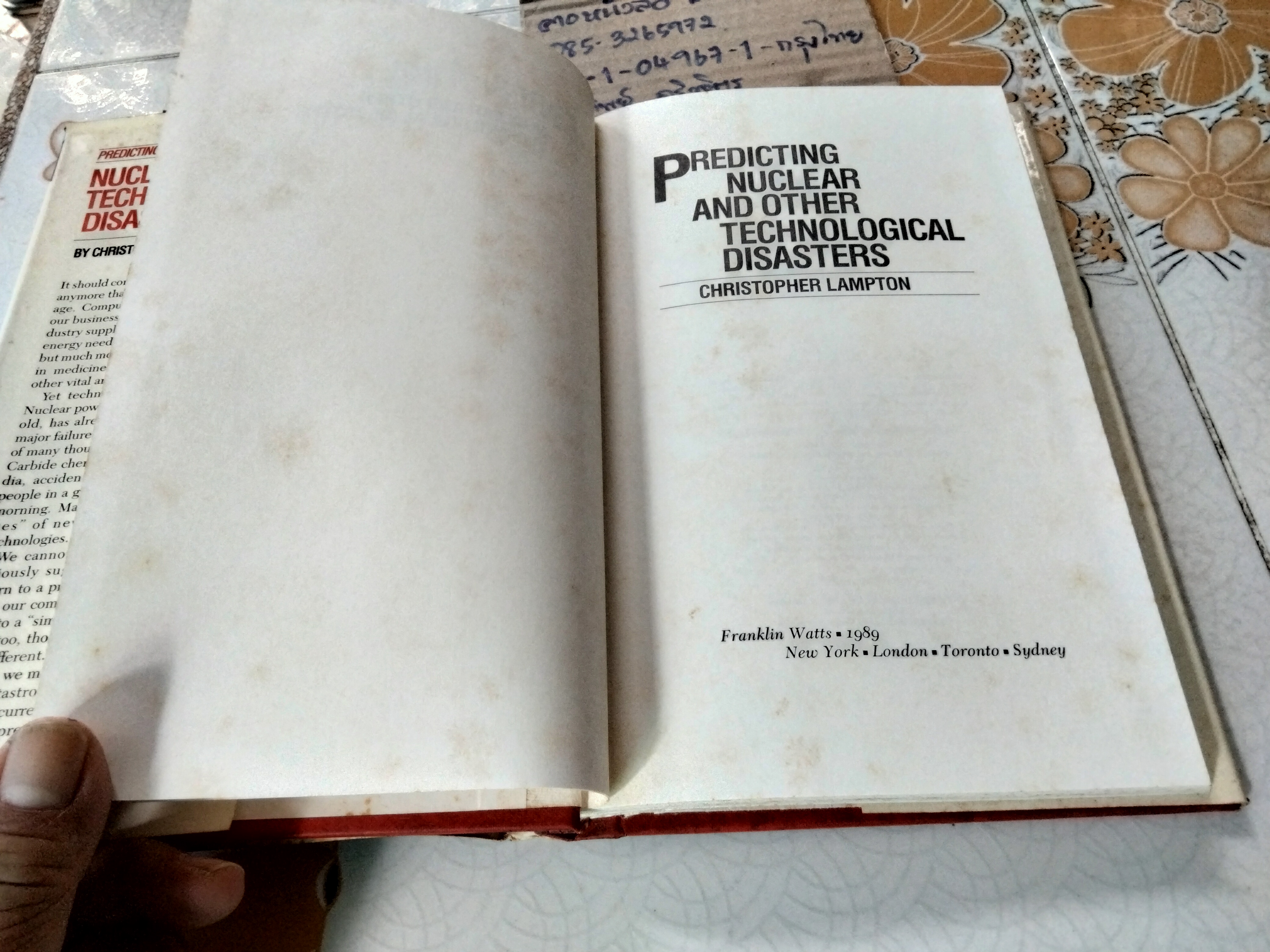 Predicting Nuclear and other Technological Disasters By CHRISTOPHER LAMPTON ,1989