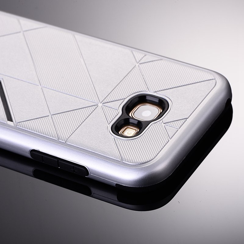 เคส Samsung Galaxy A7 2017 #เคสชุดหุ้มเกราะ Plastic+TPU Hybrid - สีเงิน #พร้อมส่ง