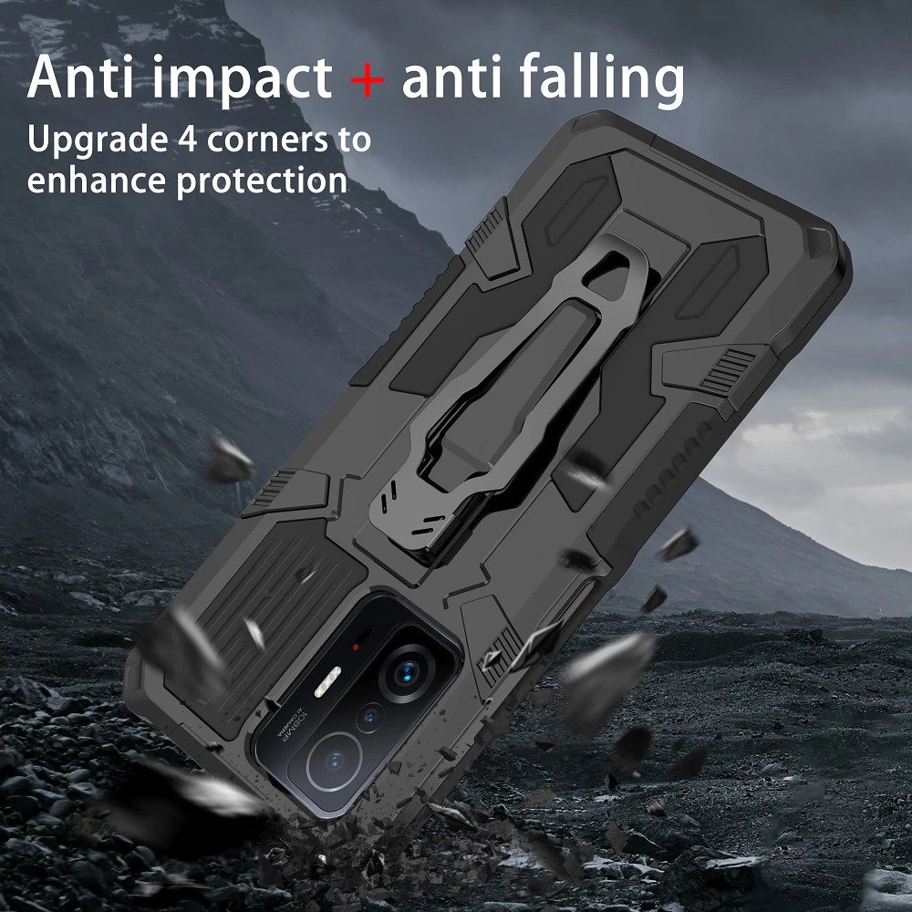 Case Xiaomi 11T / 11T Pro #เคสฝาหลังกันกระแทกมีคลิบหนีบ ไฮบริด พลาสติก+TPU Heavy Duty Rugged Hybrid