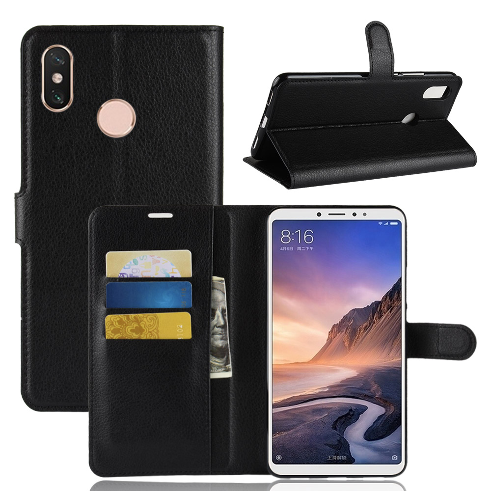 Case Xiaomi Mi Max 3 #เคสฝาพับสไตล์กระเป๋าสตางค์หนัง PU ผิวลิ้นจี่ Litchi Skin Wallet Leather