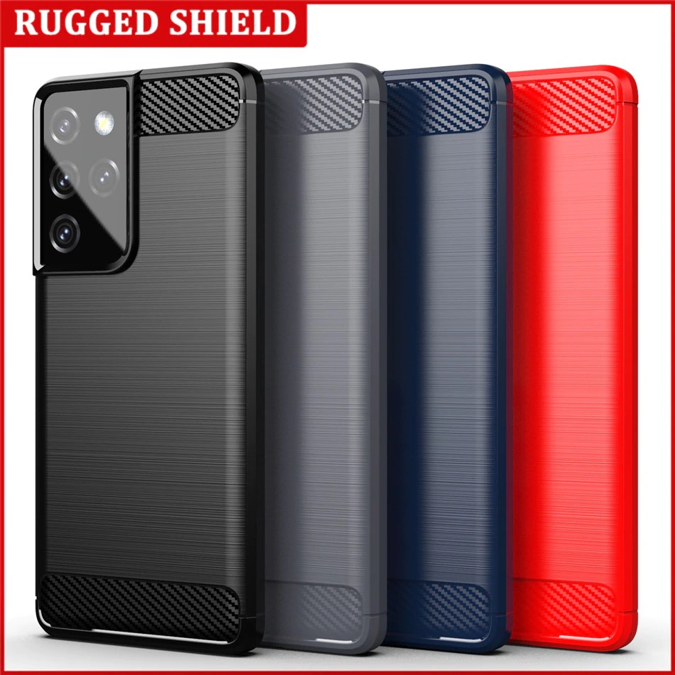เคส Galaxy S21 Ultra 5G #เคสคาร์บอนไฟเบอร์ ผิวขัดแปรง Brushered TPU Back Case