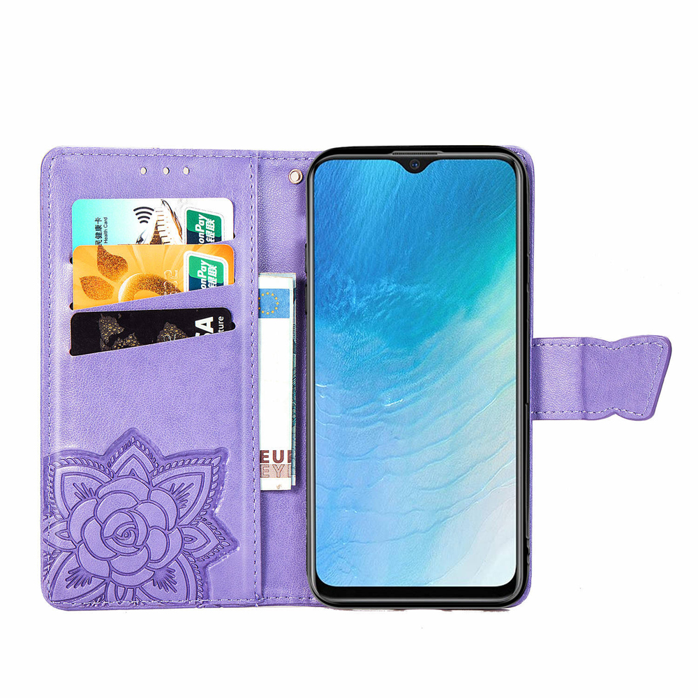 Case Vivo Y19 #เคสฝาพับ Imprint ลายผีเสื้อดอกไม้