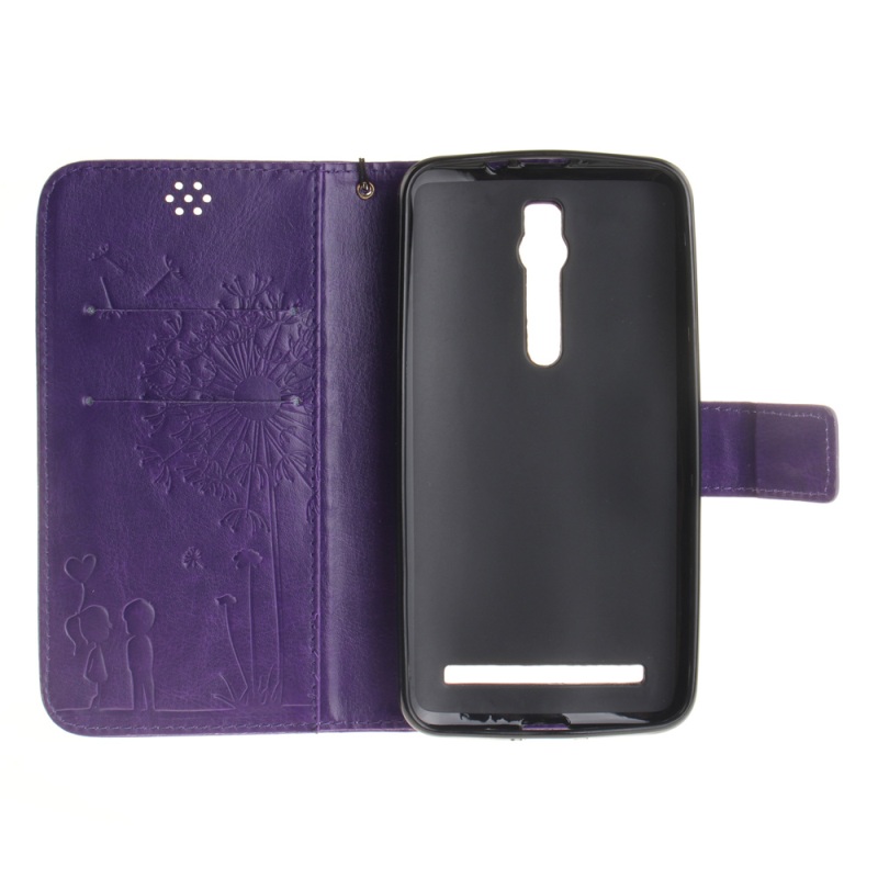 เคส Asus Zenfone 2 ZE550ML ZE551ML เคสหนังฝาพับปั้มลายลงบนปก มีสายคล้องข้อมือ สไตล์กระเป๋าสตางค์