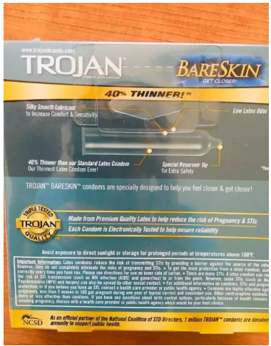 TROJAN® BARESKIN™ Lubricated Condoms 10 or 24 Pieces โทรจัน ถุงยางอนามัย รุ่นบางเฉียบ คอนดอม USA