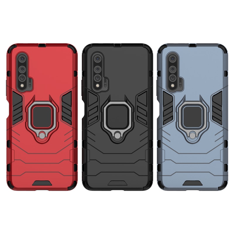Case Huawei nova 6 #เคสฝาหลังพลาสติกแข็ง +TPU Hybrid Case มีแหวนสวมนิ้วโลหะ