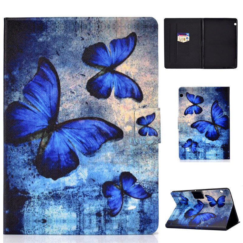 เคส Huawei MediaPad T5 10 #เคสฝาพับมีช่องเสียบการ์ดหนัง PU พิมพ์ลาย Shock-proof Pattern Printing Card Slot PU Leather