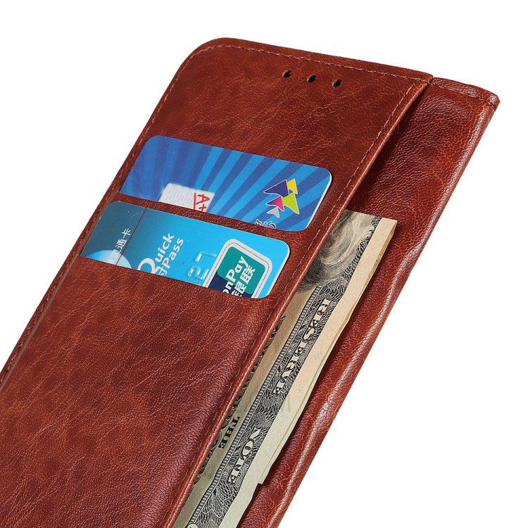 เคส Samsung Galaxy A42 5G #เคสฝาพับหนัง PU ผิวหนังม้า Auto-absorbed Crazy Horse PU Leather Stand Cover