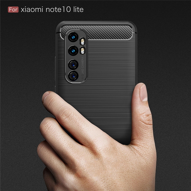 Case Xiaomi Mi Note 10 Lite #เคสฝาหลังตกแต่งคาร์บอนไฟเบอร์ ผิวขัดแปรง Brushered TPU Back Case