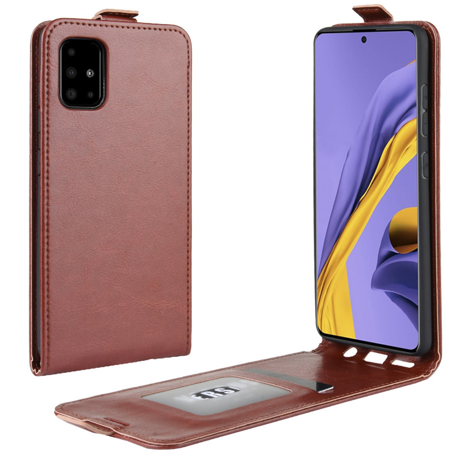 Case Samsung Galaxy A71 #เคสฝาพับแนวตั้งหนัง PU ผิวหนังม้า Crazy Horse Skin Leather
