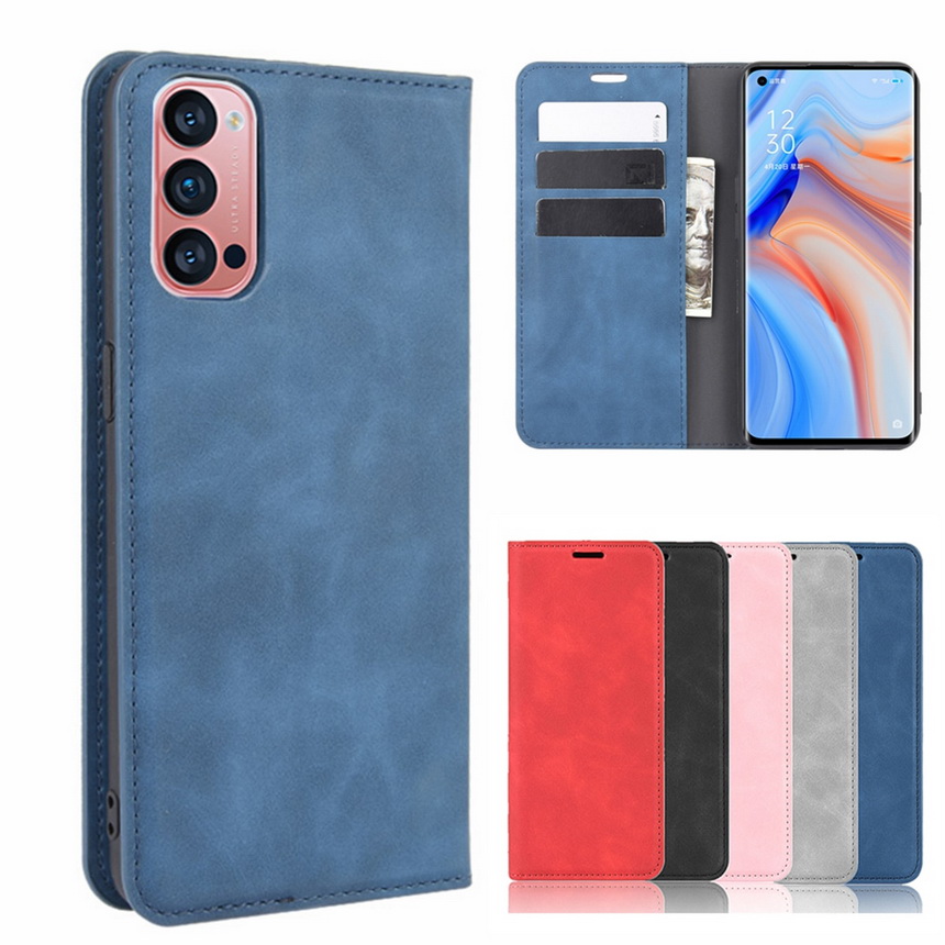Case OPPO Reno 4 Pro 5G #เคสฝาพับแบบกระเป๋าสตางค์หนัง PU มีช่องใส่บัตร Silky Touch Leather Wallet Stand