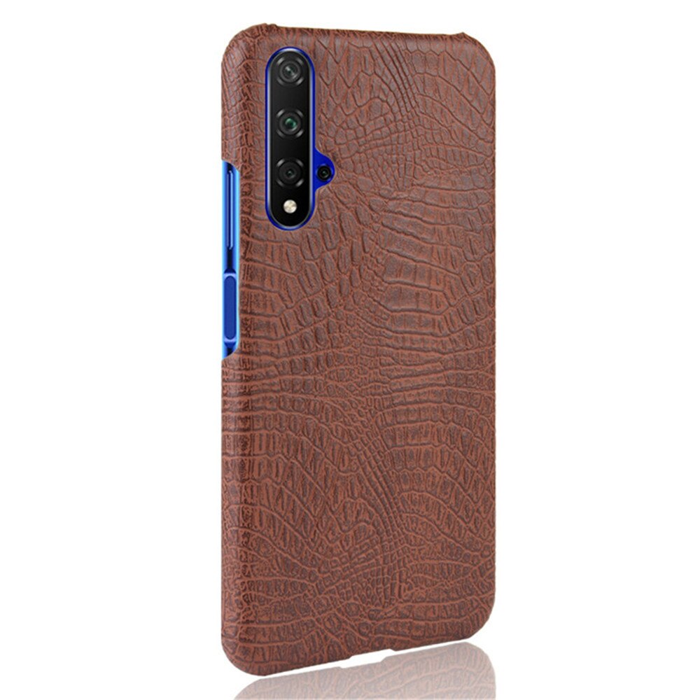 Case Huawei Nova 5T #เคสฝาหลังพลาสติกแข็งเคลือบหนัง PU ลายผิวหนังจระเข้