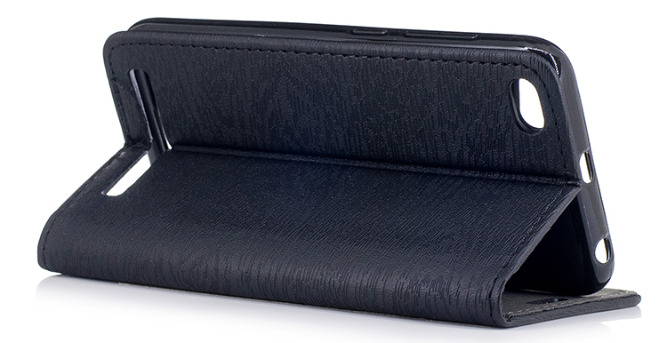 เคส Xiaomi Redmi 5A #เคสฝาพับหนัง PU พื้นผิวไม้ปิดแม่เหล็ก