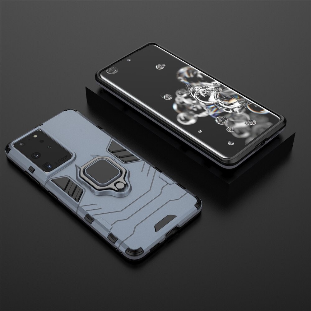 Case Samsung Galaxy S21 Ultra #เคสฝาหลังพลาสติกแข็ง +TPU Hybrid Case มีแหวนสวมนิ้วโลหะ