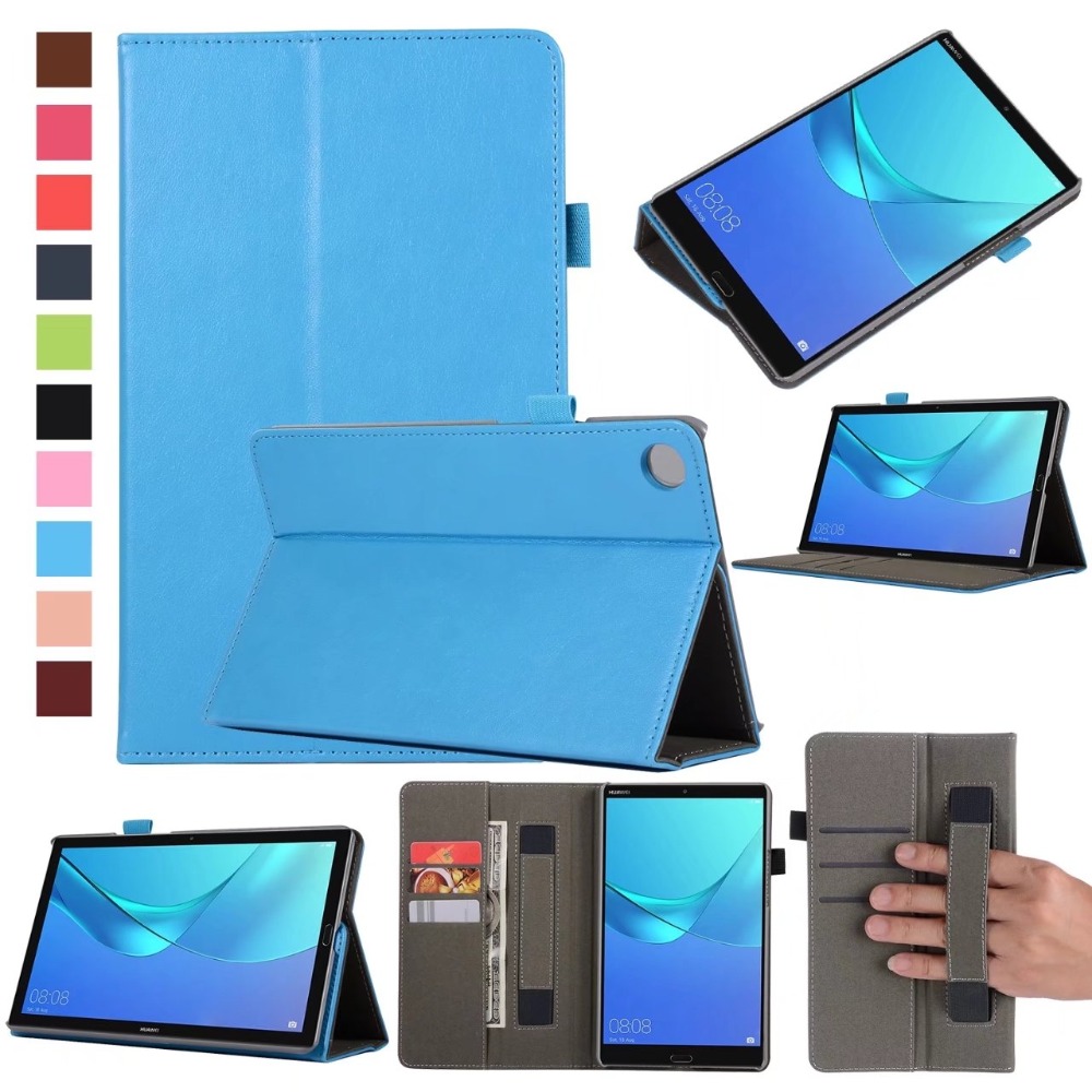 Case Huawei MediaPad M5 8.4 นิ้ว #เคสฝาพับหนัง PU มีที่สวมนิ้ว Wallet Stand Leather Cover Shell with Elastic Band