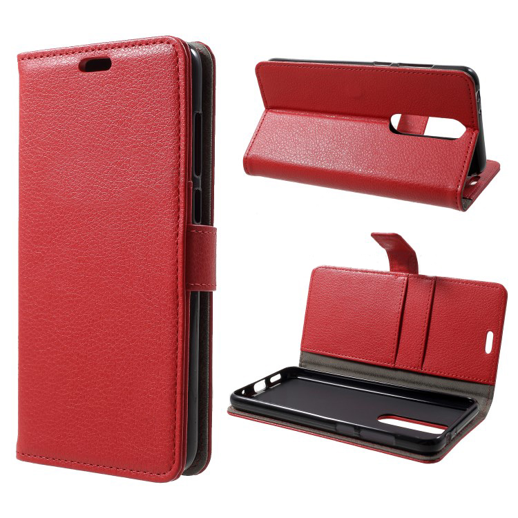 Case Nokia X5 / 5.1 Plus #เคสฝาพับหนัง PU ผิวลิ้นจี่คุณภาพดี Litchi Skin Cell Phone Leather