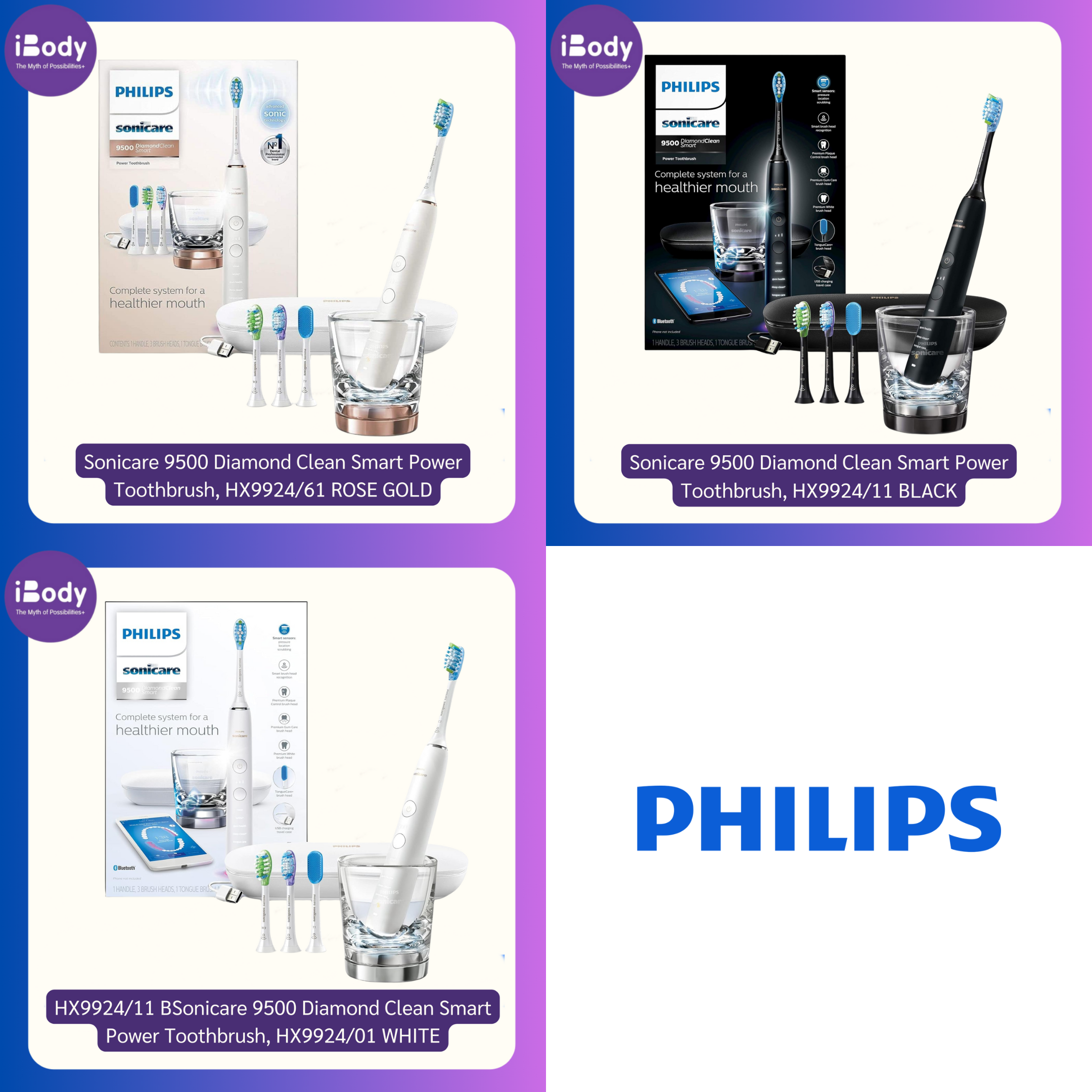 [Philips®] Sonicare 9500 Diamond Clean Smart Power Toothbrush ฟิลิปส์ แปรงสีฟันไฟฟ้า