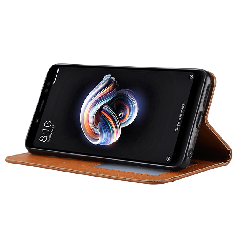 เคส Xiaomi Mi Max 3 #เคสฝาพับแบบกระเป๋าสตางค์หนัง PU มีช่องเสียบบัตรคุณภาพดี สีน้ำตาล