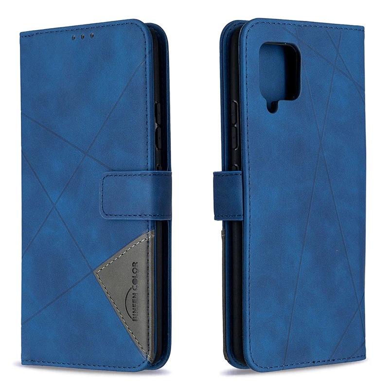 เคส Samsung Galaxy A42 5G #เคสฝาพับหนัง PU มีช่องเสียบ ID บัตรอื่นๆในตัว Geometric Pattern Leather Card Holder Protective