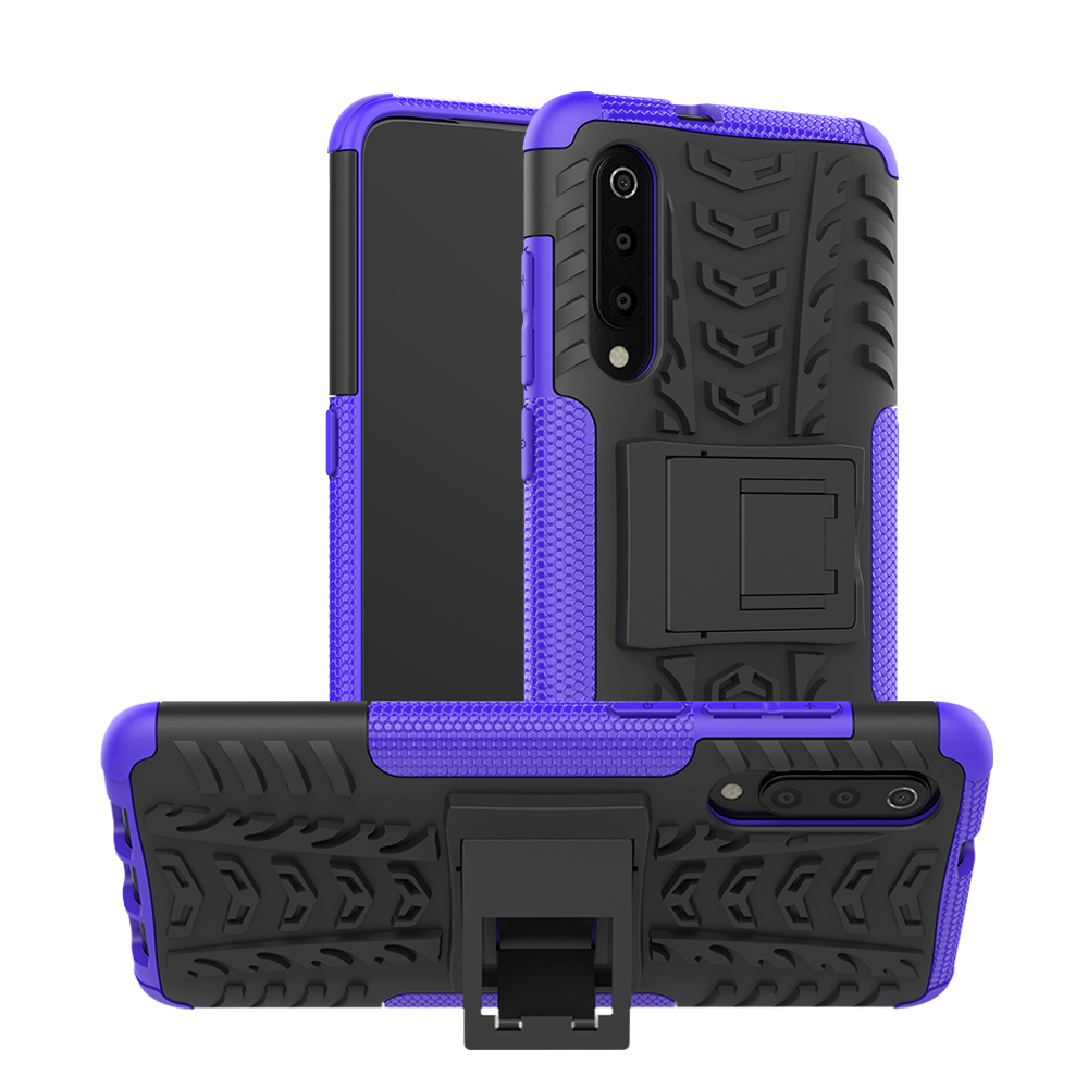 เคส Xiaomi Mi 9 SE #เคสฝาหลังกันลื่น Cool Tyre Pattern Kickstand (PC + TPU)