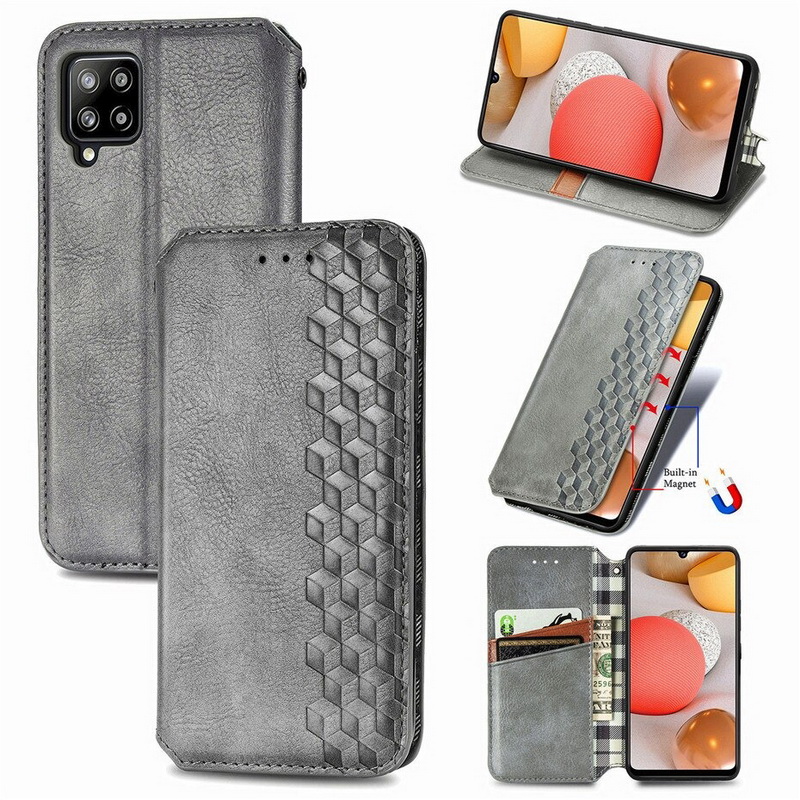 เคส Samsung Galaxy A42 5G #เคสฝาพับแบบกระเป๋าสตางค์ Magnetic Flip Wallet Bracket Leather Lattice TPU Phone Case