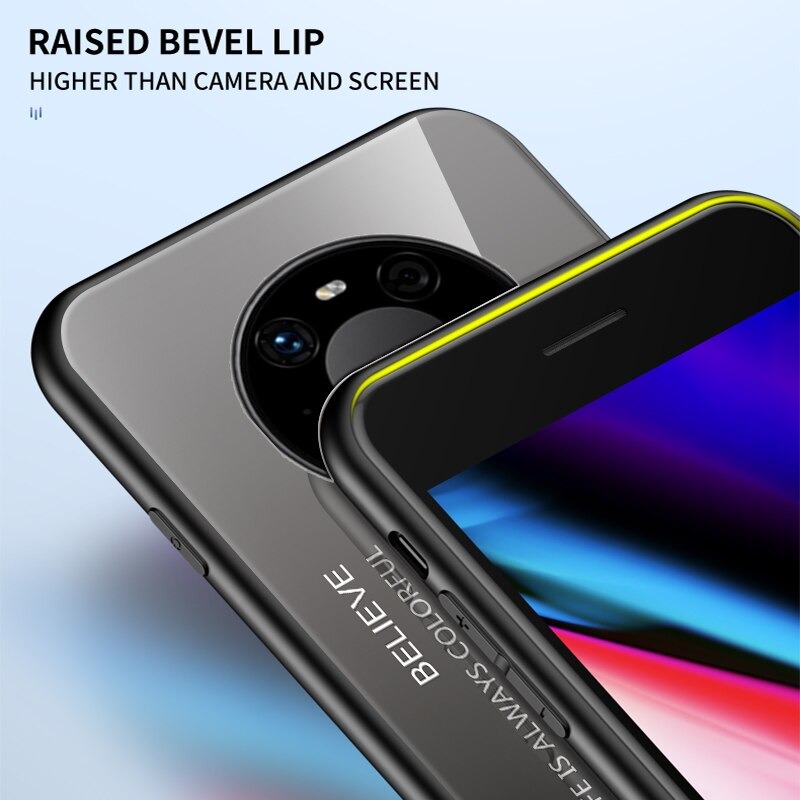 เคส Huawei Mate 40 Pro #เคสฝาหลัง Gradient Color Glass + PC + TPU Hybrid Case