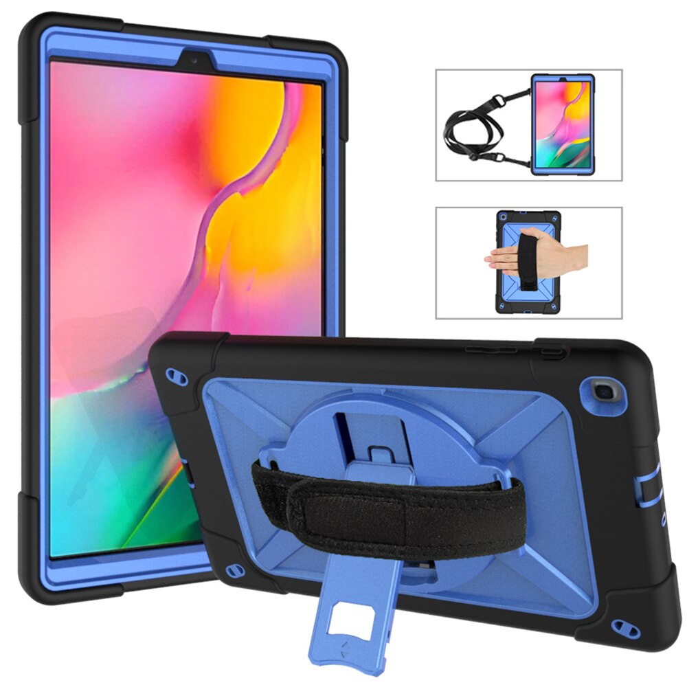 เคส Samsung Galaxy Tab A 10.1 (2019) SM-T510/T515 #เคสฝาหลังกันกระแทก 360 Degree Rotary Kickstand PC + Silicone มีสายคล้องมือ มีสายคล้องไหล่
