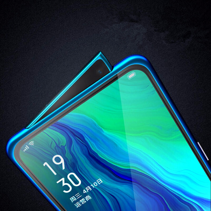 Case Oppo Reno 2 #เคสฝาครอบกระจกขอบโลหะดูดซับแม่เหล็ก Fully Protection Magnetic Adsorption Glass Metal Phone Protective