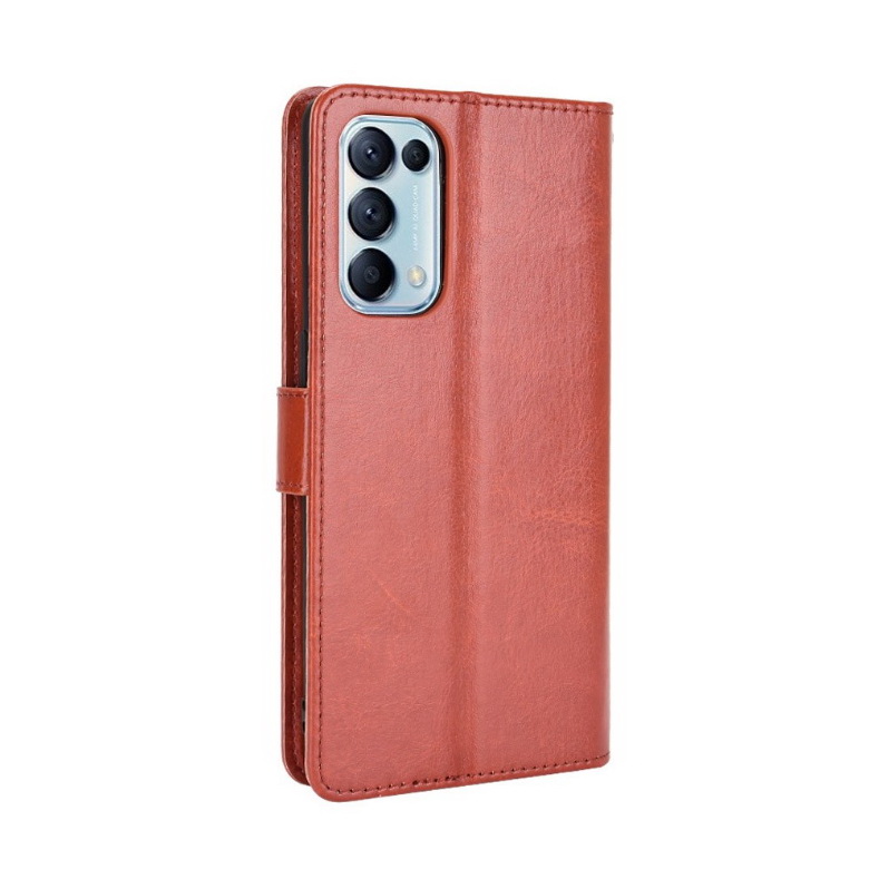Case OPPO Reno 5 5G #เคสฝาพับหนัง PU ผิวหนังม้า Crazy Horse Texture Leather Wallet