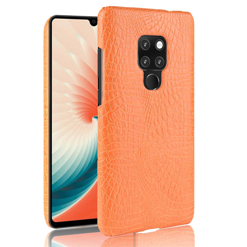 Case Huawei Mate 20 X #เคสฝาหลังพลาสติกแข็งเคลือบหนัง PU ลายผิวหนังจระเข้