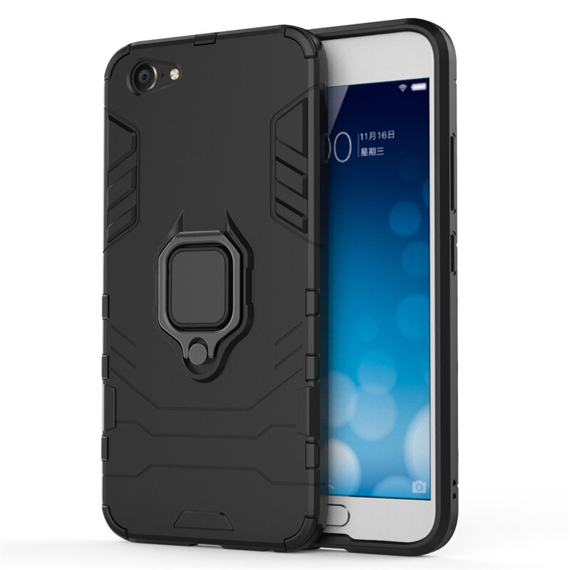 Case Vivo X9 Plus #เคสฝาหลังพลาสติกแข็ง +TPU Hybrid Case มีแหวนสวมนิ้วโลหะ