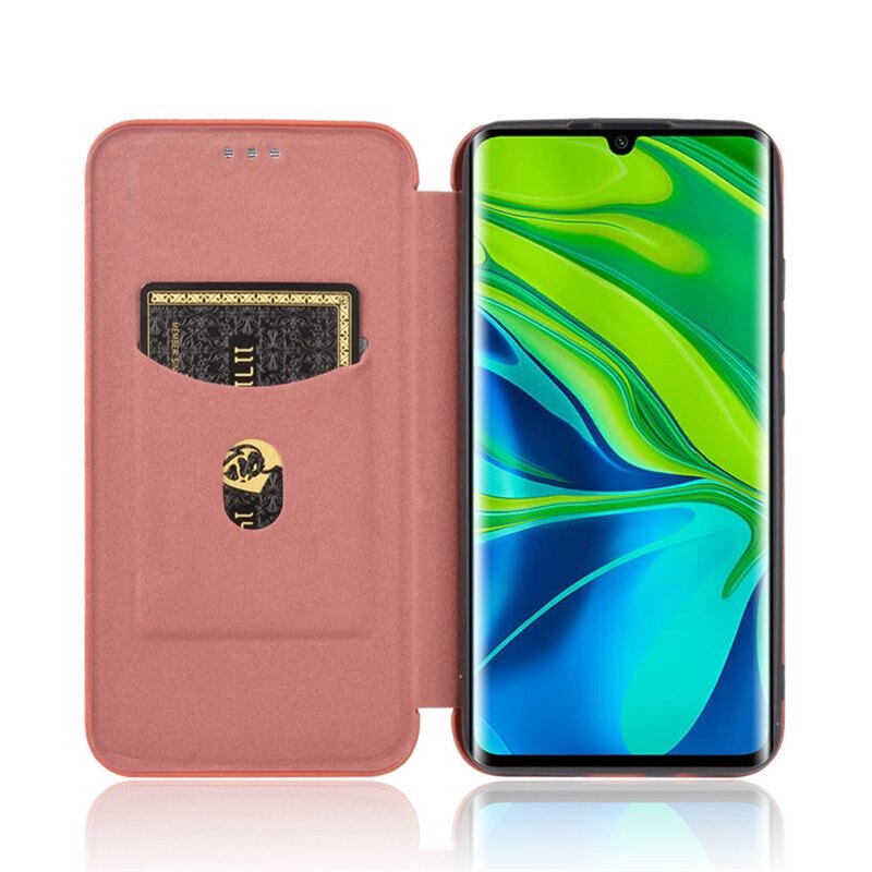 เคส Xiaomi Mi Note 10 Pro #เคสฝาพับลายคาร์บอนไฟเบอร์มีช่องใส่การ์ด Carbon Fiber Wallet Card Slot Magnet Stand Phone Cover