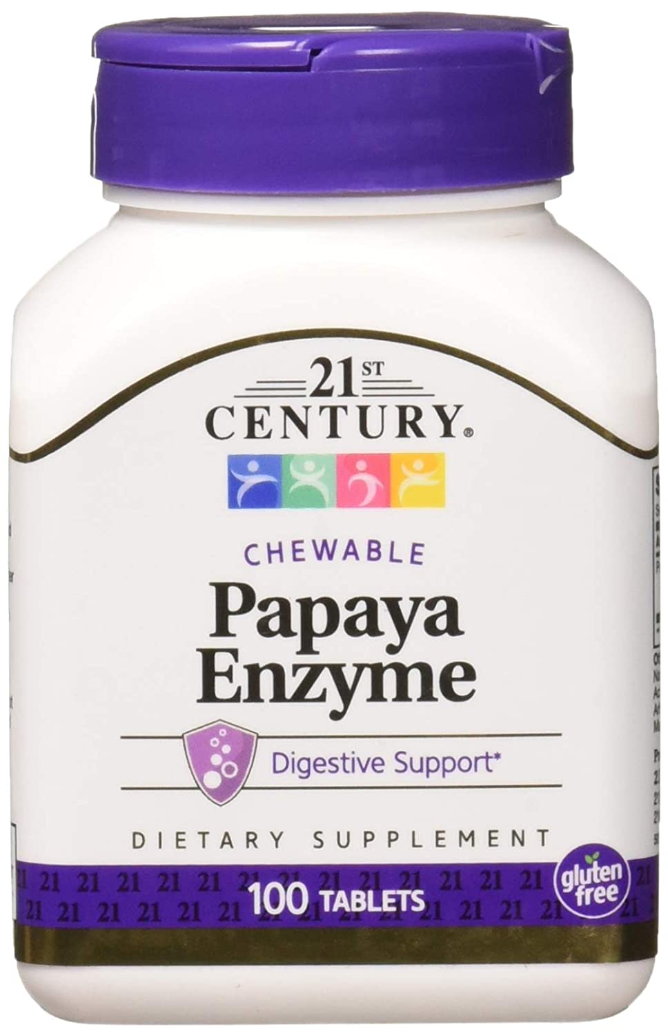 21st Century® Papaya Enzyme 100 ChewableTablets เอนไซม์จากมะละกอ & สับปะรด
