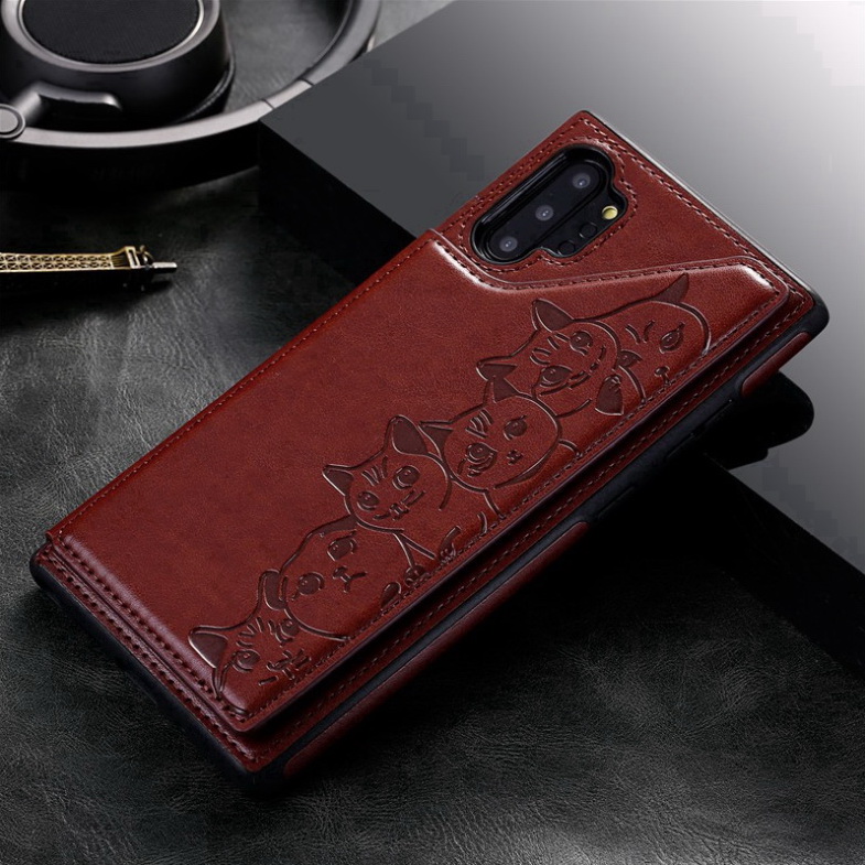 Case Samsung Galaxy Note 10+ #เคสฝาหลัง TPU เคลือบหนัง PU มีที่เก็บบัตร PU Leather Coated TPU Card Holder